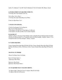 Labios Te Alabaran Y Así Mi Vida Te Bendecirá Y En Tu Nombre Mis Manos Alzaré 
 
 
6) NO HAY DIOS TAN GRANDE COMO TU. 
// No