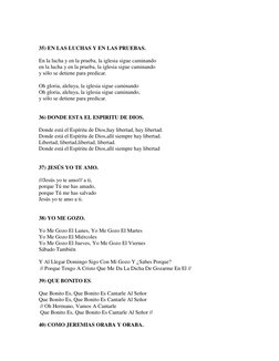 35) EN LAS LUCHAS Y EN LAS PRUEBAS. 
 
En la lucha y en la prueba, la iglesia sigue caminando 
en la lucha y en la prueba
