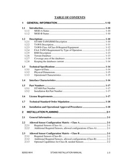 82002-IM-K 
ST3400 INSTALLATION MANUAL 
 
1-5 
 
TABLE OF CONTENTS 
1 
GENERAL INFORMATION ..................................