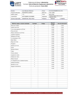 Subproceso de Apoyo: Laboratorios 
Formato: Vale de Material y Equipo para Laboratorios 
Fecha de aprobación: Enero 2018 
 
P