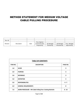 MV Cable Pulling Method Statement | PDF | Personal Protective Equipment ...