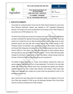 ARC FLASH HAZARDS AND ANALYSIS 
 
 
Power System Study Report and  
Arc Flash Analysis 
Rev :  0A 
Date : 12-20-2013 
LANE