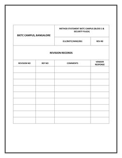 BIETC CAMPUS, BANGALORE  
METHOD STATEMENT BIETC CAMPUS (BLOCK 1 & 
SECURITY PLAZA) 
E