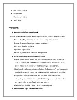  Line Tester Chains 
 Multimeter  
 Illumination Lights  
 Scaffolding 
 
PROCEDURE: 
1. Precautions before start of work
