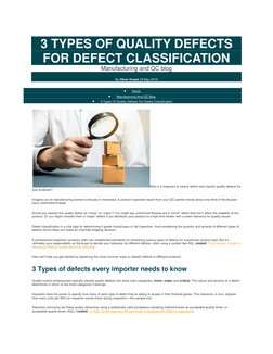 Quality Defect Type Classification Defect Classification in Quality Control | PDF | Engineering Tolerance ...