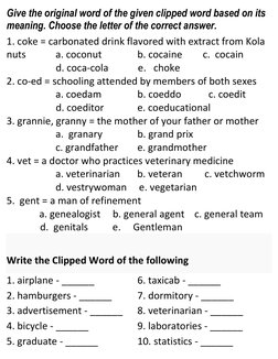 Word Clippers Examples Letters Types and Examples of Clipped Words | PDF