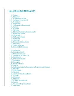 List of Schedule H Drugs(4✔) (https://www.drugscontrol.org/pdf/Schedule_H.pdf) 
1. Abacavir 
2. Abciximab 
3. Acamprosate Cal