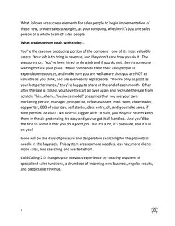 3!
!
!!!!!!!
!
What!follows!are!success!elements!for!sales!people!to!begin!implementation!of!
these!new,!proven!sales!strateg