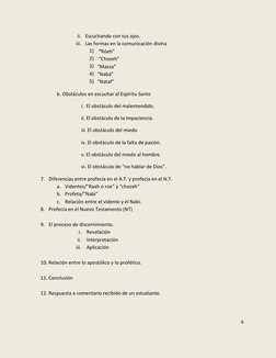 6 
 
ii. Escuchando con tus ojos.  
iii. Las formas en la comunicación divina 
1)  “Róeh” 
2)  “Chozeh” 
3) “Massa” 
4) “Nabá