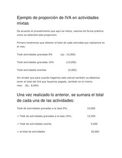 IVA Acreditable en Actividades Mixtas | PDF | Impuesto al valor ...
