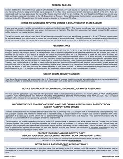 DS-82 01-2017
FEDERAL TAX LAW
Section 6039E of the Internal Revenue Code (26 USC 6039E) and 22 U.S.C. 2714a(f) require you to