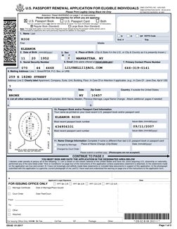 STAPLE        2" x 2"          STAPLE
STAPLE         2" x 2"         STAPLE
U.S. PASSPORT RENEWAL APPLICATION FOR ELIGIBLE IN