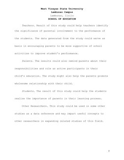West Visayas State University  
Lambunao Campus 
Lambunao, Iloilo 
SCHOOL OF EDUCATION 
 
7 
 
Teachers. Result of this study