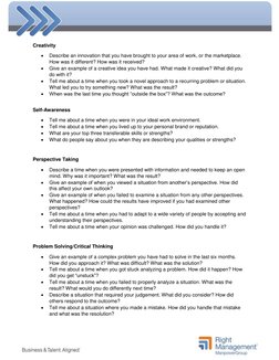 Creativity 
 
 
Describe an innovation that you have brought to your area of work, or the marketplace. 
How was it d