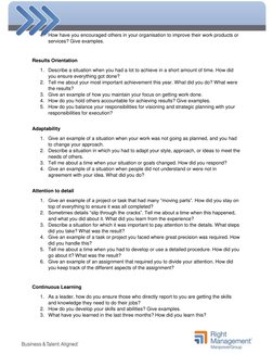 4. How have you encouraged others in your organisation to improve their work products or 
services? Give examples. 
 
R