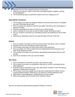 4. Describe how you have coached someone in the last year. 
5. What have you done to create a culture that encourages p