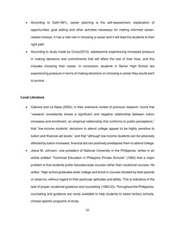 10 
 
 
According to Daft(1991), career planning is the self-assessment, explanation of 
opportunities, goal setting and oth