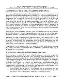 Escuela de Formación para la Organización Comunitaria
Resumen elaborado para educadores y educadoras populares.  Septiembre d