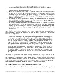 Escuela de Formación para la Organización Comunitaria
Resumen elaborado para educadores y educadoras populares.  Septiembre d