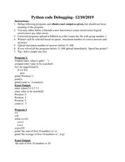 Python Debugging Exercises and Solutions | PDF | String (Computer ...