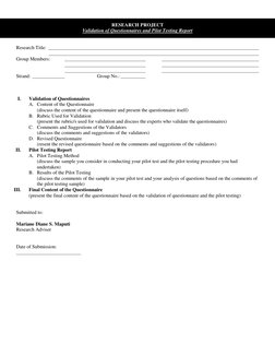 Pilot Testing Methodology for Questionnaires | PDF | Survey Methodology ...