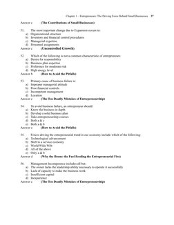 Chapter 1 – Entrepreneurs: The Driving Force Behind Small Businesses    37
Answer c
(The Contributions of Small Businesses)
5