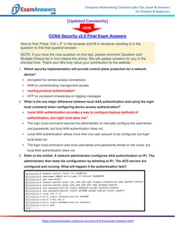 CCNA Security Exam Answers Guide | PDF | Computer Network | Router ...