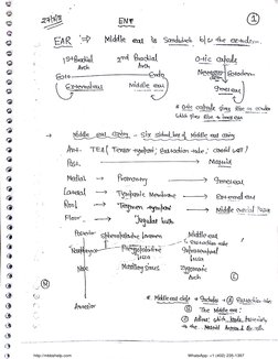 Handwritten ENT Notes for MBBS Students | PDF | Human Head And Neck ...