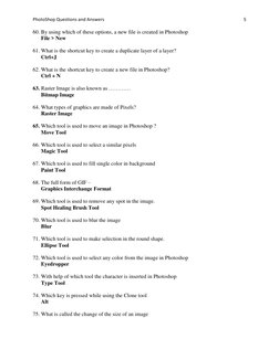 Question. Answer Using Photoshop Photoshop Exam Questions & Answers Guide | PDF | Adobe Photoshop | Imaging