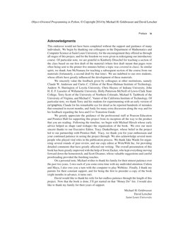Object-Oriented Programming in Python, © Copyright 2014 by Michael H. Goldwasser and David Letscher
Preface
ix
Acknowledgment