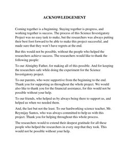Acknowledgement for Science Project | PDF