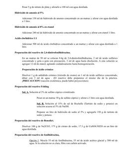 Pesar 5 g de nitrato de plata y aforarlo a 100 ml con agua destilada.
Hidróxido de amonio al 5%
Adicionar 150 ml de hidróxido