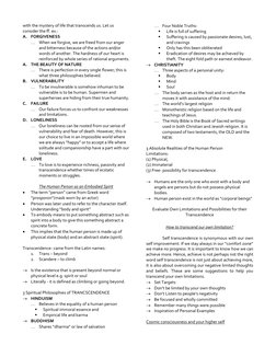 with the mystery of life that transcends us. Let us 
consider the ff. ex.: 
A. FORGIVENESS 
 When we forgive, we are freed f