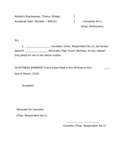 Western Expressway, Thakur Village, 
 
] 
Kandavali East, Mumbai – 400101  
 
] 
...Caveatee No.1  
 
 
 
 
 
 
 
 
 
(Prop.