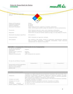 Hoja de Seguridad de Datos 
OXÍGENO 
 
 
 
2 
 
 
Señal de Seguridad según NCh 
1411/4 
 
 
 
 
 
 
 
 
Palabra de Emergencia