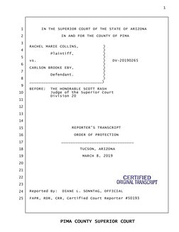 IN THE SUPERIOR COURT OF THE STATE OF ARIZONA   
IN AND FOR THE COUNTY OF PIMA  
RACHEL MARIE COLLINS, 
)