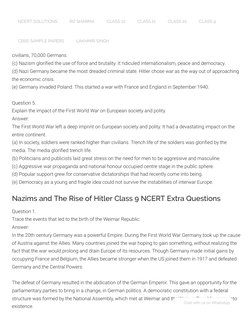 Class 9 Extra Questions on Nazism | PDF | Nazi Germany | World War I ...