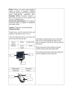 Plotter: Plotters are used to print graphical 
output on paper. It interprets computer 
commands and makes line drawings on p