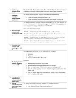 Grade 8 Probability Lesson Plan | PDF | Educational Assessment | Teachers