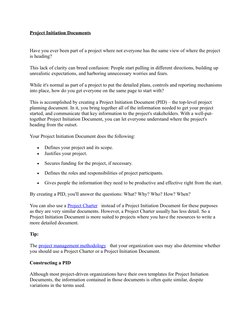 Project Initiation Documents
Have you ever been part of a project where not everyone has the same view of where the project