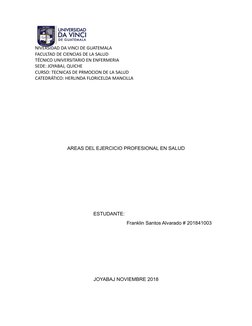 NIVERSIDAD DA VINCI DE GUATEMALA 
FACULTAD DE CIENCIAS DE LA SALUD
TÉCNICO UNIVERSITARIO EN ENFERMERIA 
SEDE: JOYABAJ, QUICHE