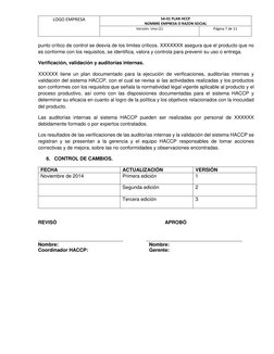 LOGO EMPRESA 
SA-01 PLAN HCCP  
NOMBRE EMPRESA O RAZON SOCIAL 
Versión: Uno (1) 
Página 7 de 11 
 
punto crítico de control s