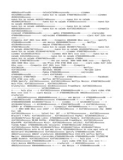 498643xxx97xxx95----------telcel473298xxxxxxxx9x----------cinemex 
44142000xxxxx96x----------nuevo bin no calado 4766870023xx