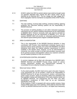 PAC PROJECT
INSTRUMENTATION SPECIFICATION
SECTION-IV
Page 10 of 11
6.1.5 
All MCC cables from MCC to central cabinet room sha