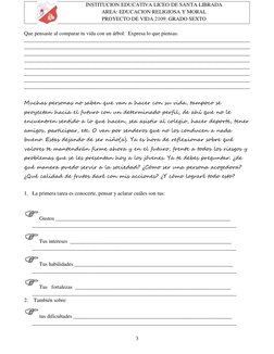 Proyecto de Vida para Sexto Grado | PDF