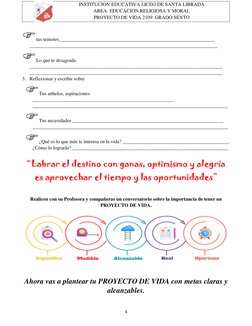 Proyecto de Vida para Sexto Grado | PDF