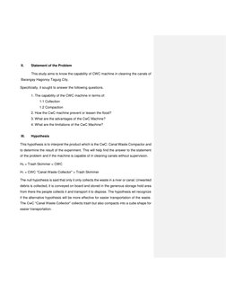 II. 
Statement of the Problem 
           This study aims to know the capability of CWC machine in cleaning the canals of