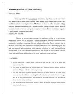 DIFFERENCE FROM OTHER VISUALISATIONS:- 
 
CONCEPT MAPS: 
                
                 Mind maps differ from concept map