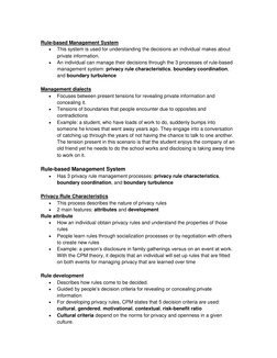 Rule-based Management System 
 
This system is used for understanding the decisions an individual makes about 
private inf