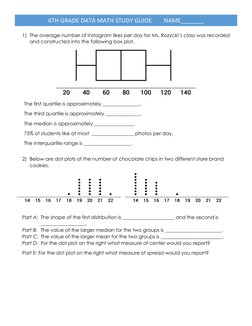 6TH GRADE DATA MATH STUDY GUIDE        NAME_______ 
1) The average number of Instagram likes per day for Ms. Rozycki’s clas